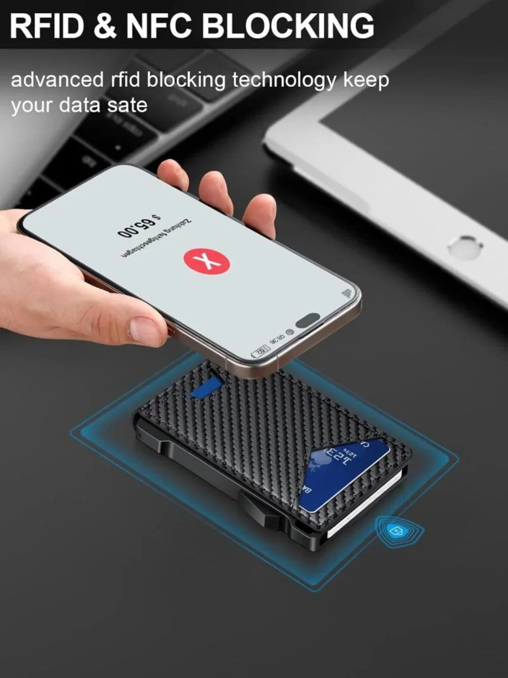 Slim RFID Wallet for Men - 2 ID Windows, Money Clip, Compact Card Holder